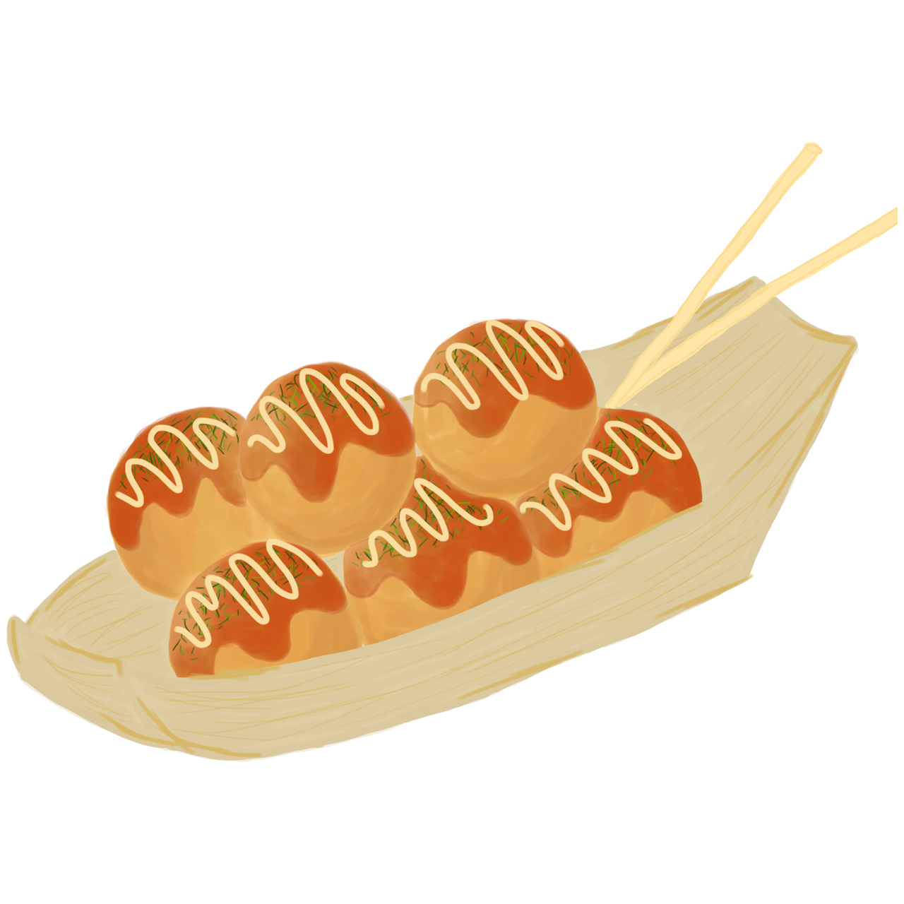 ilustração de um takoyaki